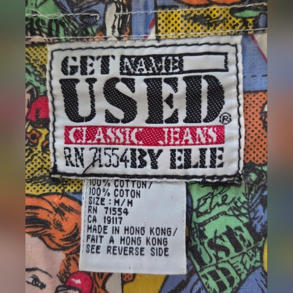 VINTAGE GET USED BY ELIE COMIC BUTTON DOWN SHIRT. - Picture 4 of 4